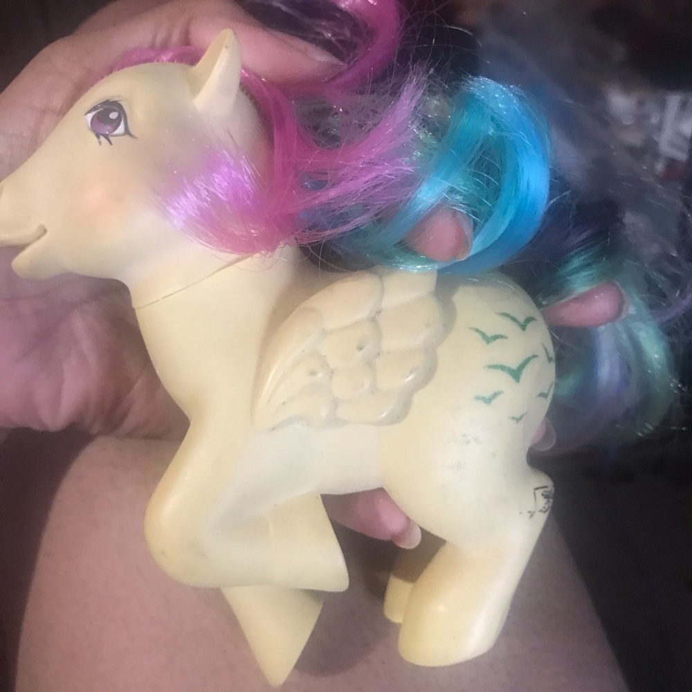 Vintage Yellow Pegasus Toy with Colorful Mane